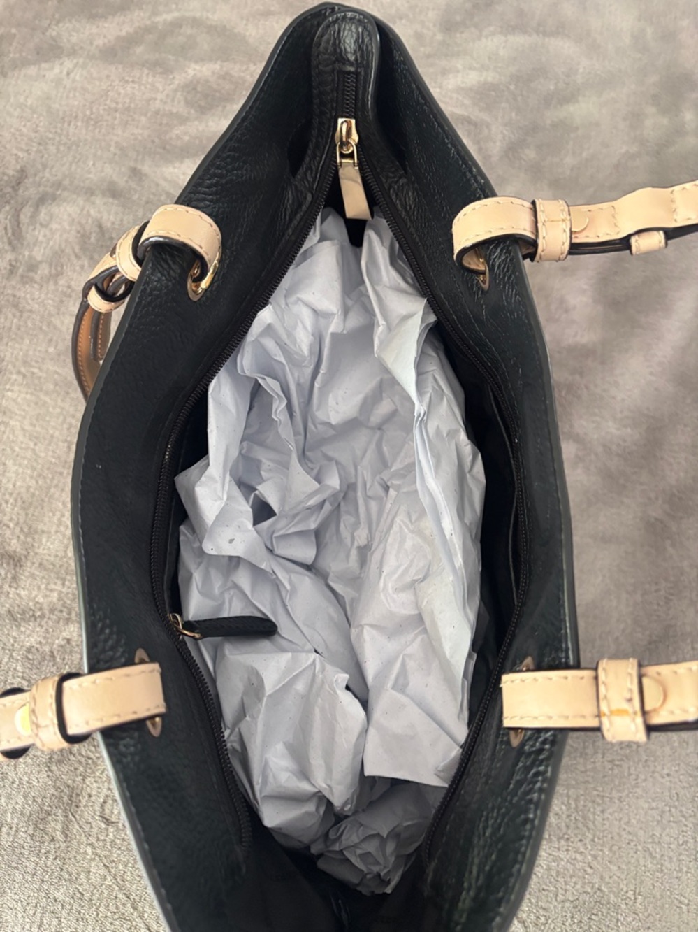 Michael Kors Bedford Medium Pebbled Leather Tote-Black Bag - Picture 11 of 15